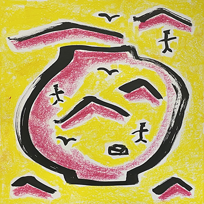 마음은, 2022, 22 x 22in., Oil Pastel on Paper.jpg