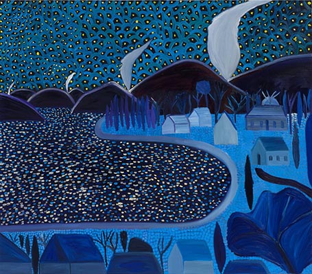 From Matthew Wong’s show at Karma, “Starry Night,” 2019, one of many works that take inspiration from natural forms.Credit...The estate of Matthew Wong and Karma.jpg