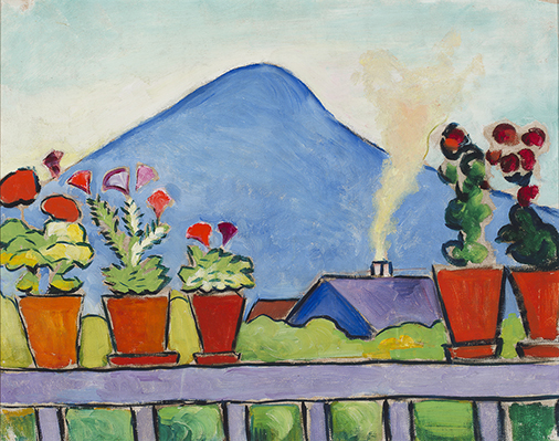 4. August Macke, Geraniums before Blue Mountain, 1910.JPG