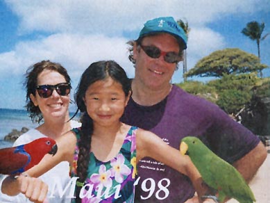 Daughter Maia with Parker, Parker family with Jacques Chirac 1999, Parker family in Maui 1998.jpeg