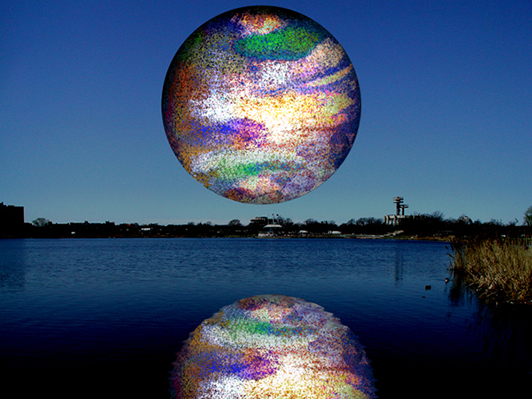 (Study 2) Lifted Moon of Dream, 2005, 130,000 Children's Drawings, 15m in Diameter, Flushing Meadows Corona Park, Queens, NY.jpg