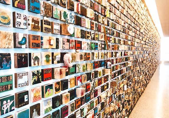 Gateway, 2000, 5,400 Works, 7.6 x 7.6 cm each, Mixed Media on Canvas, Metal, Ceramic and Wood, Collection of San Francisco International Airport, CA.jpg