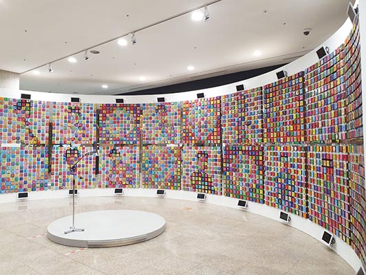 트롯 아리랑, 2020, 96 x 432 in, Mixed Media with Sound on Wood.JPG