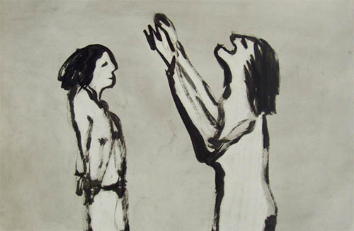 4-“conversation” ink and charcoal on paper 28x36 inches 1979.jpg