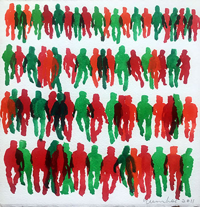 Encounter, 2011, gouache on paper, 8 x 7.75 inches.jpg