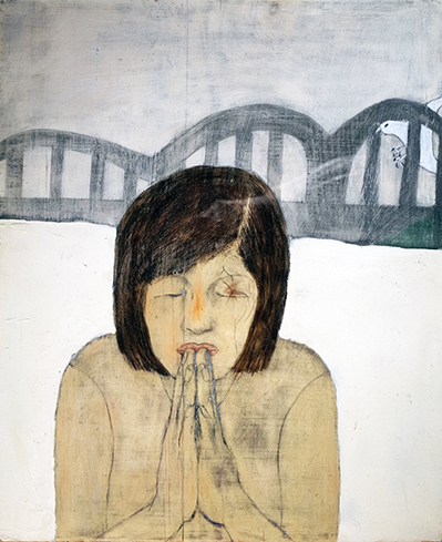 Thanks, 2003, acrylic on woodblock, 14 x 11.25 in.JPG